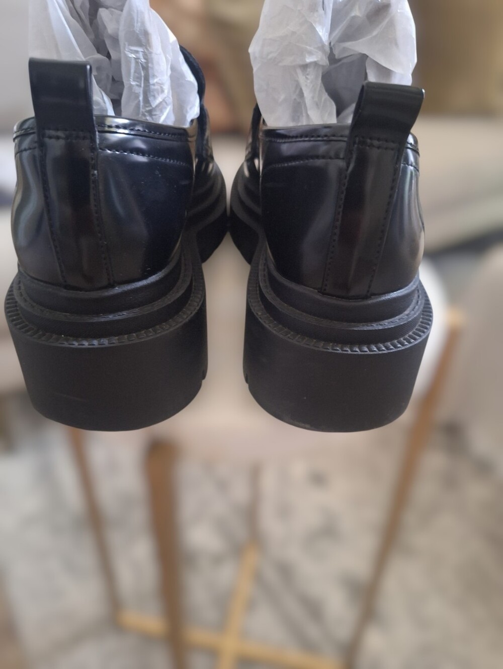 Madden Girl Black Patent Loafers with Dark Silver Horsebit Hardware - Picture 3 of 8